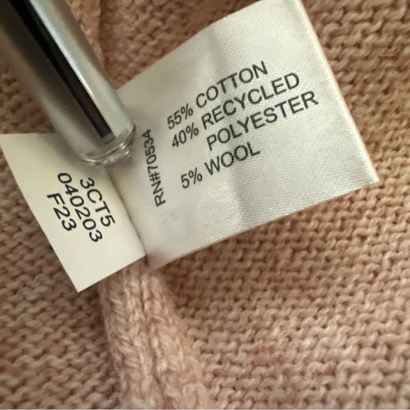 Orvis Women’s XL Classic Mock Neck Pullover Wool Sweater Pastel Pink Ribbed Norm - Picture 9 of 10